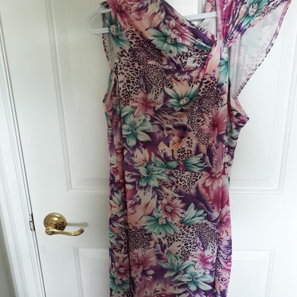 VfEmage Pink Purple Floral Dress - Picture 1 of 3